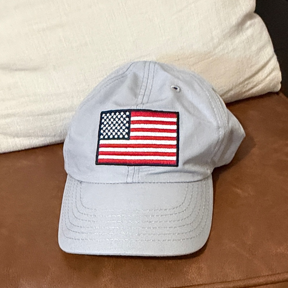 Gray Cap with American Flag Patch